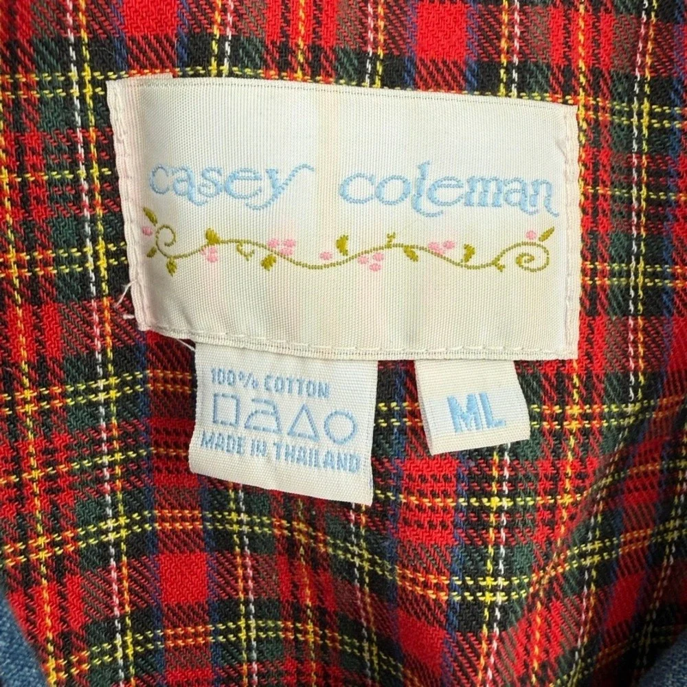 Vintage Casey Coleman Denim Safari Animal Chore Jacket Women ML Embroidered Boho - Picture 3 of 13